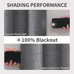 Ameha Charcoal 100%blackout Curtain 66''x72'' Soft Linen Texture Polyester Thermal Insulated Winter Summer Energy Saving Window Curtain - thumbnail 5