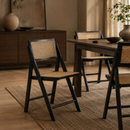 Where Saints Go Ltd Rory Folding Dining Chair, Natural Rattan, Black Folding Ash Frame By Where Saints Go - thumbnail 1