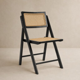 Where Saints Go Ltd Rory Folding Dining Chair, Natural Rattan, Black Folding Ash Frame By Where Saints Go - thumbnail 2