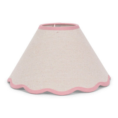 Valuelights Florie Natural Linen Large Tapered Lamp Shade With Scallop Pink Trim (D)41Cm - image 1