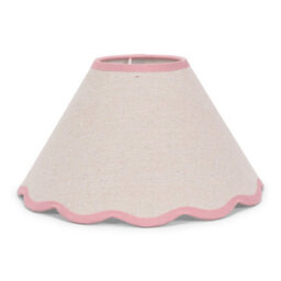 Valuelights Florie Natural Linen Large Tapered Lamp Shade With Scallop Pink Trim (D)41Cm - thumbnail 1