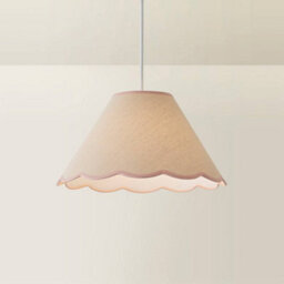 Valuelights Florie Natural Linen Large Tapered Lamp Shade With Scallop Pink Trim (D)41Cm - thumbnail 3