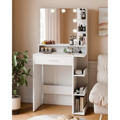Dressing Table Vanity Desk W/ 7 Shelves & 1 Drawer Adjustable Lighting Brightnes - image 1