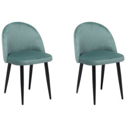 Beliani Set Of 2 Dining Chairs Visalia Velvet Mint Green - thumbnail 1