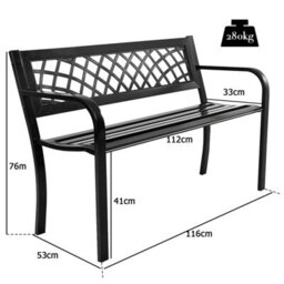 Costway 2 Seater Patio Garden Bench Outdoor Weatherproof Metal Loveseat W/ Backrest - thumbnail 2