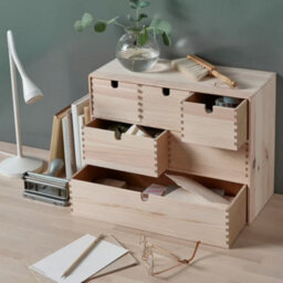 Abaseen Mini Pine Chest Of Drawers  3 Drawer Wooden Storage Unit 42X18X32Cm Natural Finish - thumbnail 4