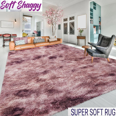 Ameha Non Slip Shaggy Rugs Soft Fluffy Tye Dye Pink/lilac 200X290 Cm Area Rug Bedroom Non Slip Carpets - image 1