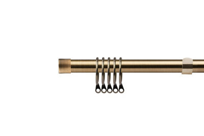 16-19mm Fenton Extendable  Metal Curtain Pole Set Brass 120-210Cm