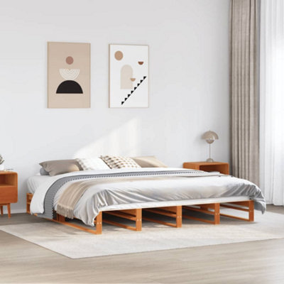 Berkfield Bed Frame Without Mattress Wax Brown 180X200 Cm Super King Solid Wood Pine - image 1