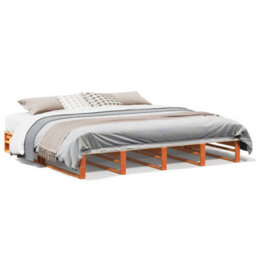 Berkfield Bed Frame Without Mattress Wax Brown 180X200 Cm Super King Solid Wood Pine - thumbnail 2