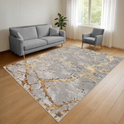 Smart Living Venice Modern Shimmer Rug - Soft Luxury For Living & Bedroom - Ochre - 80 X 150 Cm