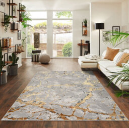 Smart Living Venice Modern Shimmer Rug - Soft Luxury For Living & Bedroom - Ochre - 80 X 150 Cm - thumbnail 4