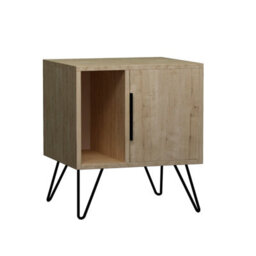 Decortie Glynn Modern Bedside Table Nightstand Metal Hairpin Legs 50Cm Storage Oak Bedroom - thumbnail 2
