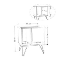Decortie Glynn Modern Bedside Table Nightstand Metal Hairpin Legs 50Cm Storage Oak Bedroom - thumbnail 3