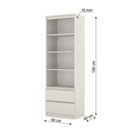 Arte Maja 60Cm Tall Cabinet - Cashmere, Slim Storage Tower With Shelves And Drawers - thumbnail 4