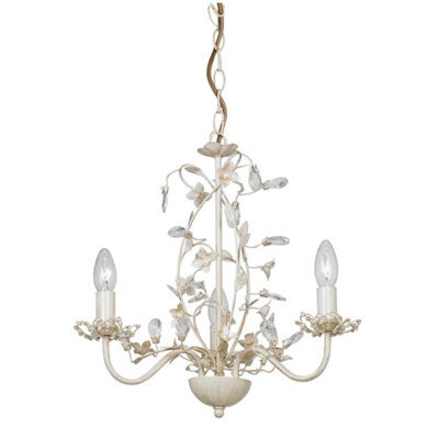 Luminosa Lighting Luminosa Lullaby 3 Light Multi Arm Ceiling Pendant Flower Design Cream Brushed Gold, Pearl Effect Acrylic, E14 - image 1