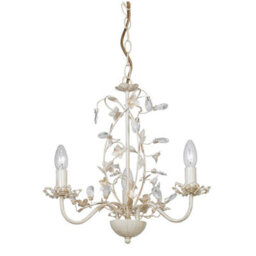 Luminosa Lighting Luminosa Lullaby 3 Light Multi Arm Ceiling Pendant Flower Design Cream Brushed Gold, Pearl Effect Acrylic, E14