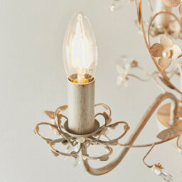 Luminosa Lighting Luminosa Lullaby 3 Light Multi Arm Ceiling Pendant Flower Design Cream Brushed Gold, Pearl Effect Acrylic, E14 - thumbnail 5