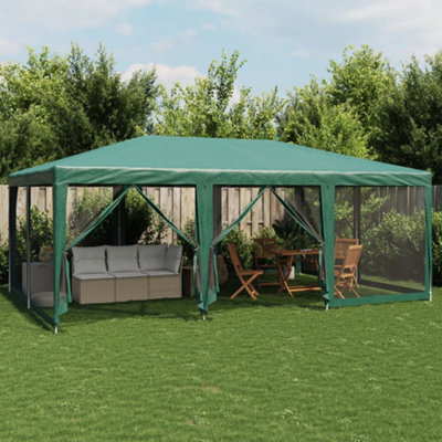 Walplus Party Tent Garden Gazebo Canopy With 10 Mesh Sidewalls Green 6X4 M Hdpe - image 1