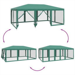 Walplus Party Tent Garden Gazebo Canopy With 10 Mesh Sidewalls Green 6X4 M Hdpe - thumbnail 6