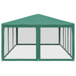 Walplus Party Tent Garden Gazebo Canopy With 10 Mesh Sidewalls Green 6X4 M Hdpe - thumbnail 4