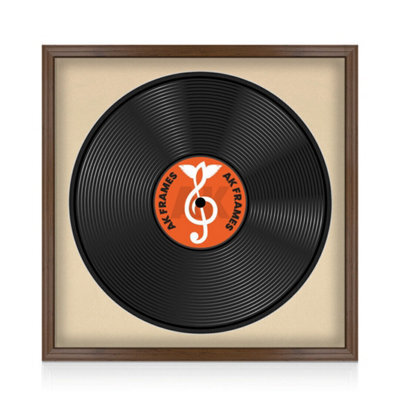 "16X16"" Walnut Classic Vinyl Record Frame With Ivory Mount For 12 Inch Lp Disc - Ak Frames" - image 1