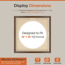 "16X16"" Walnut Classic Vinyl Record Frame With Ivory Mount For 12 Inch Lp Disc - Ak Frames" - thumbnail 2
