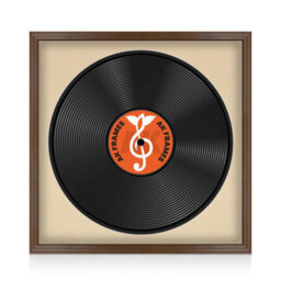 "16X16"" Walnut Classic Vinyl Record Frame With Ivory Mount For 12 Inch Lp Disc - Ak Frames"