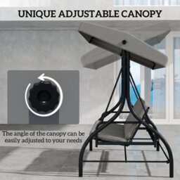 Outsunny 3 Seater Canopy Swing Chair Porch Hammock Bed, Light Grey - thumbnail 4