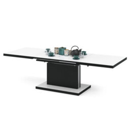 Heze Furniture Astrid 80 - 2 In 1 Extending Coffee / Dining Table - White Matt / Black Matt - thumbnail 8