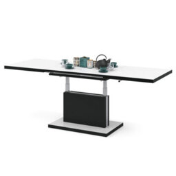 Heze Furniture Astrid 80 - 2 In 1 Extending Coffee / Dining Table - White Matt / Black Matt - thumbnail 7