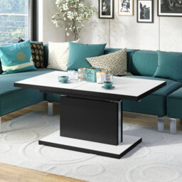 Heze Furniture Astrid 80 - 2 In 1 Extending Coffee / Dining Table - White Matt / Black Matt - thumbnail 4