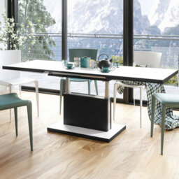 Heze Furniture Astrid 80 - 2 In 1 Extending Coffee / Dining Table - White Matt / Black Matt - thumbnail 3