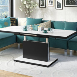 Heze Furniture Astrid 80 - 2 In 1 Extending Coffee / Dining Table - White Matt / Black Matt - thumbnail 5