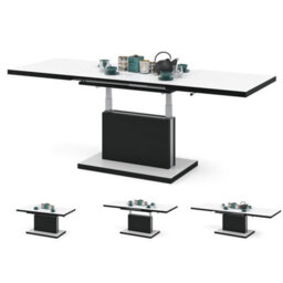 Heze Furniture Astrid 80 - 2 In 1 Extending Coffee / Dining Table - White Matt / Black Matt - thumbnail 2