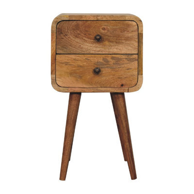 Artisan Furniture 2 Drawers Mini Oak-Ish Curved Bedside - image 1