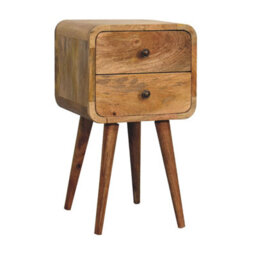 Artisan Furniture 2 Drawers Mini Oak-Ish Curved Bedside - thumbnail 3