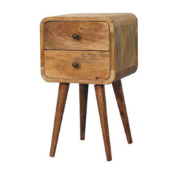 Artisan Furniture 2 Drawers Mini Oak-Ish Curved Bedside - thumbnail 2