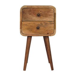 Artisan Furniture 2 Drawers Mini Oak-Ish Curved Bedside - thumbnail 1