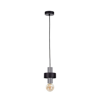 Luminosa Lighting Luminosa Unica Slim Pendant Ceiling Light Black, Silver, 12Cm, 1X E27