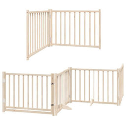 Walplus Wood Dog Gate With Door Foldable 6 Panels 480 Cm Poplar Wood - thumbnail 3