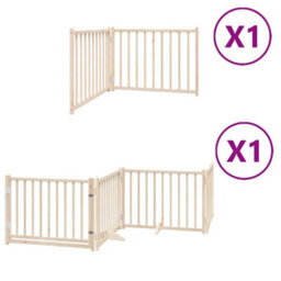 Walplus Wood Dog Gate With Door Foldable 6 Panels 480 Cm Poplar Wood - thumbnail 2