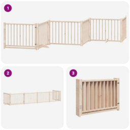 Walplus Wood Dog Gate With Door Foldable 6 Panels 480 Cm Poplar Wood - thumbnail 6