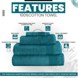 Gc Gaveno Cavailia Hampton Royal 4 Pack Jumbo Bath Sheet 80X170 Teal Egyptian Cotton Premier Super Absorbent Towel - thumbnail 2