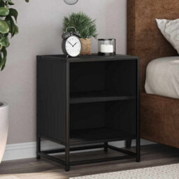 Berkfield Bedside Cabinet Black 40X31X50 Cm Engineered Wood And Metal - thumbnail 3