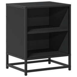 Berkfield Bedside Cabinet Black 40X31X50 Cm Engineered Wood And Metal - thumbnail 2