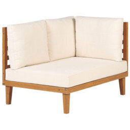 Beliani Baratti 4 Seater Acacia Wood Garden Corner Sofa Set With Coffee Table, Light Beige - thumbnail 9
