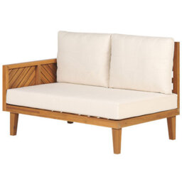 Beliani Baratti 4 Seater Acacia Wood Garden Corner Sofa Set With Coffee Table, Light Beige - thumbnail 8