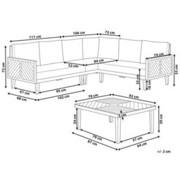 Beliani Baratti 4 Seater Acacia Wood Garden Corner Sofa Set With Coffee Table, Light Beige - thumbnail 3