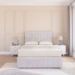 "Sloomy 4Ft California Divan Bed Base Silver Plush ,4 Drawers, 12"" Footboard & 54"" Floor Standing Headboard - Small Double" - thumbnail 2